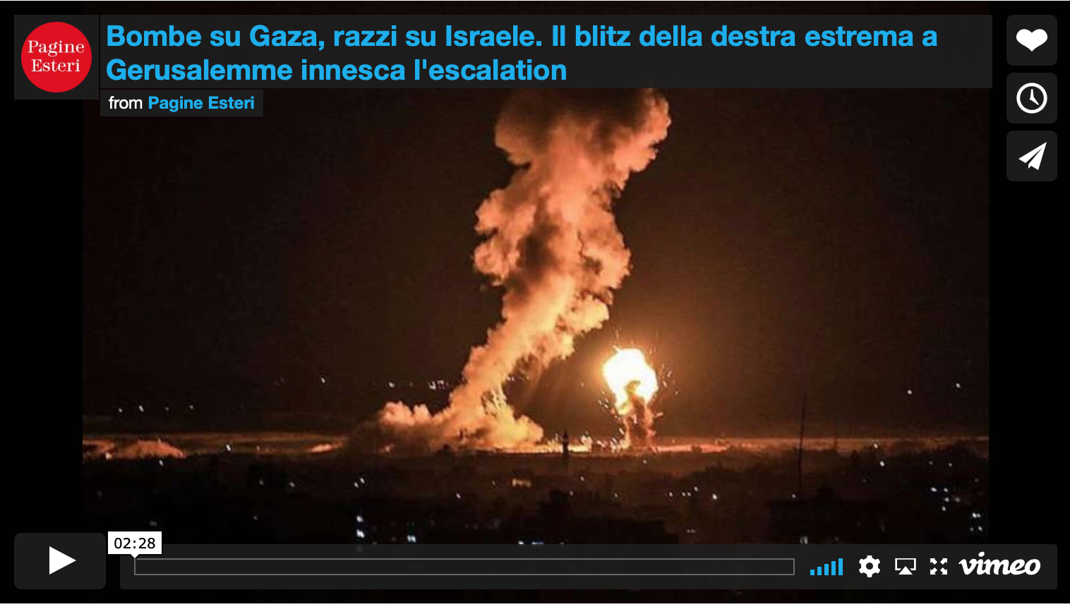 SERVIZIO VIDEO. Bombe su Gaza, razzi su Israele. Il blitz della destra estrema a Gerusalemme innesca l’escalation