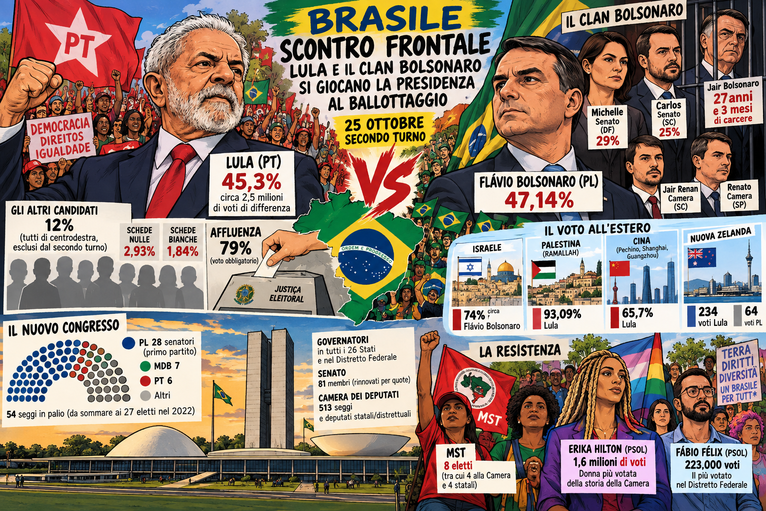 Scontro frontale in Brasile: Lula e il clan Bolsonaro si giocano la presidenza al ballottaggio